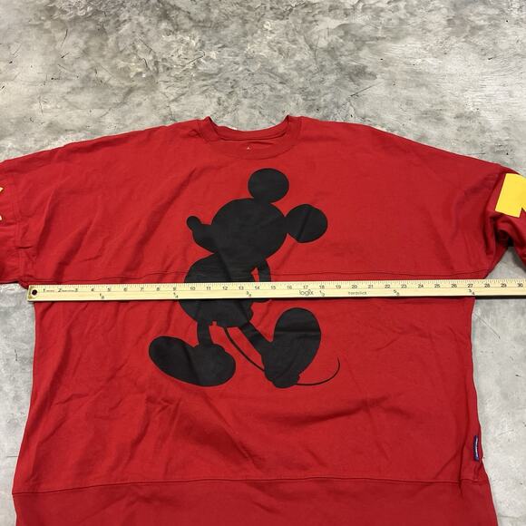 Womens Disney Spirit Jersey Red Mickey Mouse Logo Spell Out Sleeves Shirt XXL - Picture 3 of 6